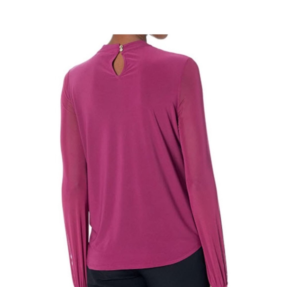 Nine West purple twist neck sheer long sleeved top NWT